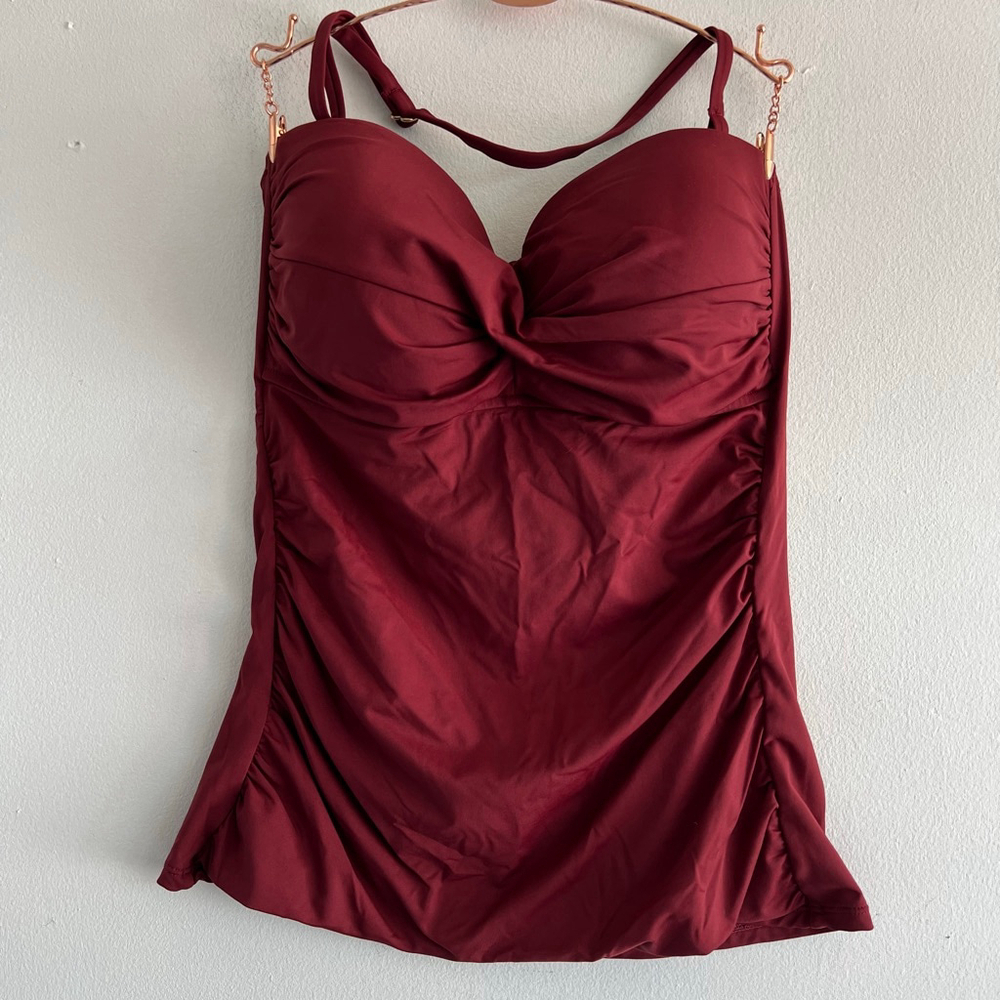 Anne Cole Red Ruched women’s Tankini Swim Top M